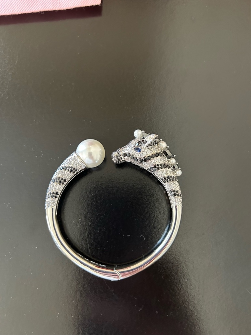 kate spade Silver Zebra Earn Your Stripes Hinge Cuff Braclet - Picture 4 of 15